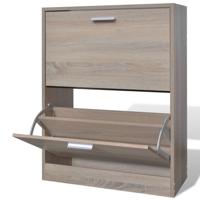 Schoenenkast met 2 vakken eiken-look hout