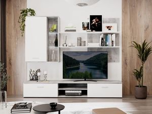 Tv-meubel set WAZZA 3 deuren wit/beton