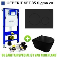 Geberit UP320 Toiletset 35 Civita Black Rimless Sigma 20 Mat Zwart Drukplaat - thumbnail