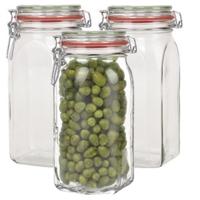 Weckpot - 3x stuks - 1500 ml - 1,5L - inmaakpot - met rubberen ring