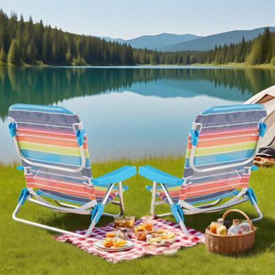 2-delige set Opvouwbare Strandstoelen met Verstelbare Rugleuning Lichte Campingstoelen Opvouwstoelen