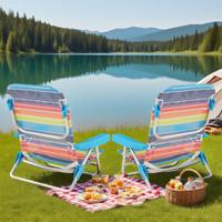 2-delige set Opvouwbare Strandstoelen met Verstelbare Rugleuning Lichte Campingstoelen Opvouwstoelen