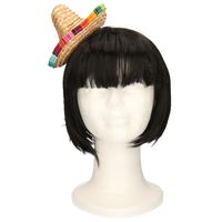 Guirca Mexicaanse mini Sombrero hoedje diadeem - carnaval/verkleed accessoires - multi kleuren - stro   -