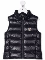 Moncler Enfant gilet matelassé zippé à patch logo - Bleu - thumbnail