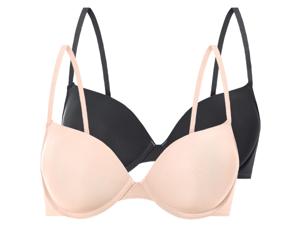 esmara 2 dames beugel-BH&apos;s (Zwart/beige, 75B)