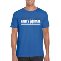 Blauw t-shirt heren met tekst Party animal 2XL  -