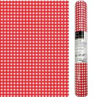 3-IN-1 ROL Tafelloper en Placemats Airlaid - Vichy Rood/Wit Geblokt - 40 x 480 cm - 6 Rollen - thumbnail