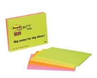 Post-It Super Sticky Meeting notes, 45 vel, ft 101 x 152 mm, geassorteerde kleuren, pak van 4 blokken - thumbnail