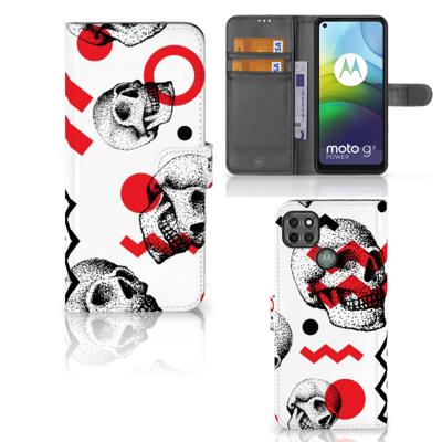 Telefoonhoesje met Naam Motorola Moto G9 Power Skull Red