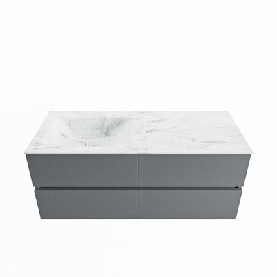 MONDIAZ VICA-DLUX 120cm badmeubel onderkast Plata 4 lades. Inbouw wastafel CLOUD links zonder kraangat, kleur Opalo.