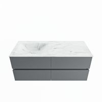 MONDIAZ VICA-DLUX 120cm badmeubel onderkast Plata 4 lades. Inbouw wastafel CLOUD links zonder kraangat, kleur Opalo. - thumbnail