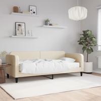 Slaapbank met matras 100x200 cm stof crèmekleurig