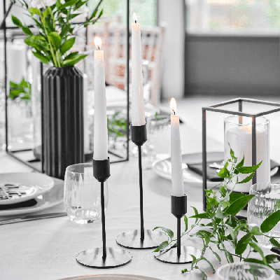 Ginger Ray BW-416 Mat Zwarte Kandelaars Set