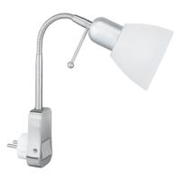 Stopcontact Stekkerlamp met Schakelaar - Rond Design - Mat Chroom - Aluminium - E14 Fitting