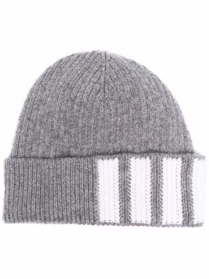 Thom Browne Kids bonnet en cachemire à détail 4 bandes signature - Gris