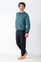 Warme blauwe herenpyjama Hajo grafisch patroon