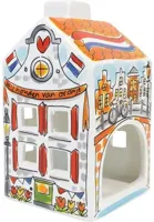 Blond Amsterdam theelichthouder aardewerk hollands glorie 8.5x8.5x14.5cm multi