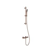 Doucheset MAY Opbouw met Thermostaat, Incl. Glijstang, Doucheslang 150 cm & 3-Standen Handdouche Geborsteld Mat Koper PVD