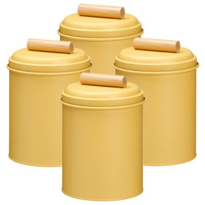 Voorraadpot / koekjes bewaarblik Bart - 4x - 14 x 20 cm - metaal - geel - keuken voorraadpotten Voorraadpot / koekjes bewaarblik Bart - 4x - 14 x 20 cm - metaal - geel - keuken voorraadpotten