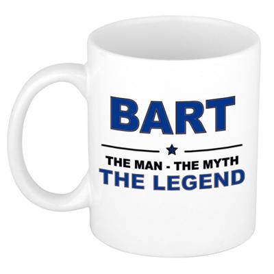 Bart cadeau mok - man myth legend - naam koffiemok / beker - wit en blauw - 300 ml Bart cadeau mok - man myth legend - naam koffiemok / beker - wit en blauw - 300 ml