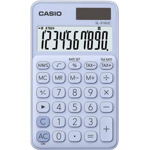 Casio SL-310UC-LB Zakrekenmachine Lichtblauw Aantal displayposities: 10 werkt op zonne-energie, werkt op batterijen (b x h x d) 70 x 8 x 118 mm