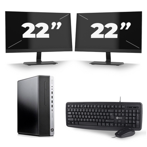 HP EliteDesk 800 G3 SFF - Intel Core i7-6e Generatie - 16GB RAM - 512GB SSD - Windows 11 + 2x 22 inch Monitor