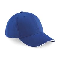 6-panel baseballcap kobalt blauw/wit voor volwassenen - thumbnail