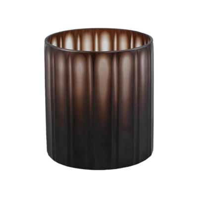 Linesa Brown gegraveerde glazen ronde vaas met matte afwerking S