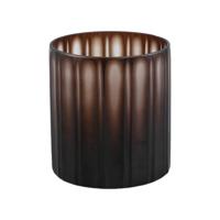 Linesa Brown gegraveerde glazen ronde vaas met matte afwerking S