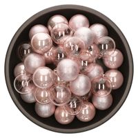 Kerstballen - 25x stuks - 6 cm - kunststof - lichtroze
