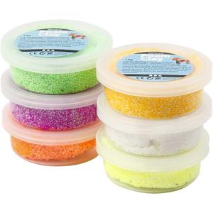 Knutsel Foam Clay klei - 12x potjes - diverse kleuren - 14 gram - boetseerklei