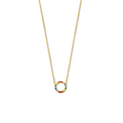 Ketting Rondje zilver-zirconia goudkeurig-meerkleurig 1,4 mm 45 + 5 cm