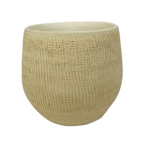 Plantenpot/bloempot in een strakke Modern design look zand/beige Dia 22 cm en Hoogte 20 cm