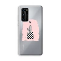 Zwart-wit cactus: Huawei P40 Transparant Hoesje