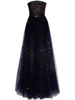 Oscar de la Renta robe longue Sequin & Bead Firefly à sequins - Bleu