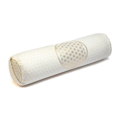 Yogi & Yogini Yoga Bolster Rond Wit - Bloem des Levens - 60 x 16 cm