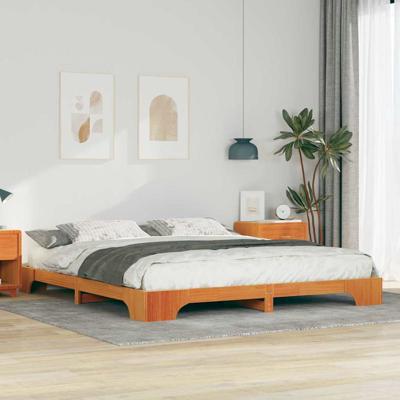 Bedframe met opslag Bruin 180 x 220 cm Massief grenenhout