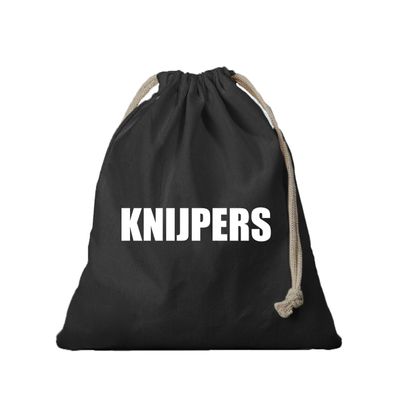 1x Canvas knijperzak/ opbergzakje knijpers zwart met koord 25 x 30 cm