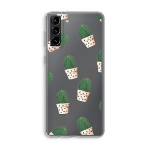 Cactusprint roze: Samsung Galaxy S21 Plus Transparant Hoesje