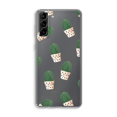Cactusprint roze: Samsung Galaxy S21 Plus Transparant Hoesje