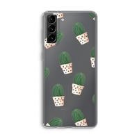 Cactusprint roze: Samsung Galaxy S21 Plus Transparant Hoesje