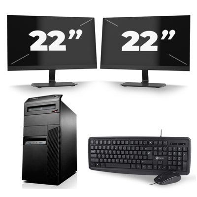 Lenovo ThinkCentre M83 Tower - Intel Core i5-4e Generatie - 8GB RAM - 256GB SSD - Windows 10 + 2x 22 inch Monitor