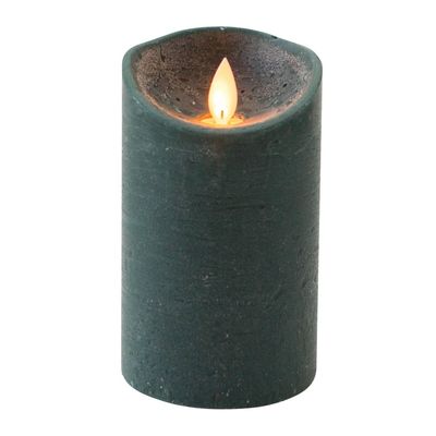 3x Antiek groene LED kaars / stompkaars met bewegende vlam