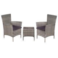 3-delige Bistroset poly rattan grijs - thumbnail