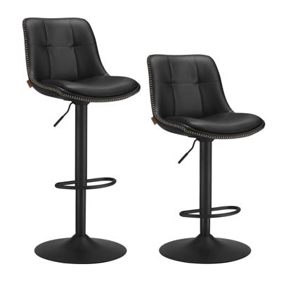 Barkruk set van 2 met rugleuning, Inktzwart