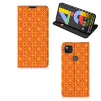 Google Pixel 4a | Hoesje met Magneet | Batik Oranje