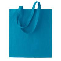 Shopper schoudertasje - 5x stuks - turquoise blauw - katoen - 38x42 cm - met hengels - 11 liter