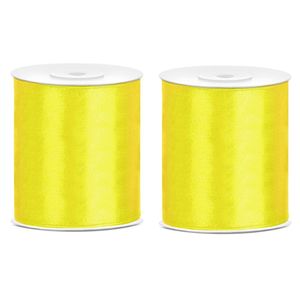3x Hobby/decoratie geel satijnen sierlinten 10 cm/100 mm x 25 meter