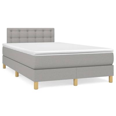 Boxspring met matras en LED stof lichtgrijs 120x190 cm