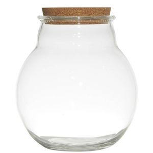 Glazen voorraadpot/snoeppot/terrarium vaas van 19 x 21.5 cm met kurk dop - Voorraadpot